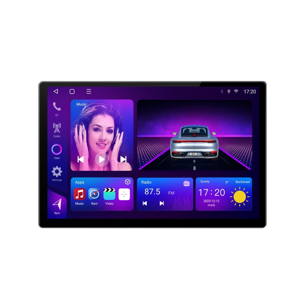 Navigatie dedicata cu Android Nissan Navara D40 2010 - 2014 cu navigatie originala, 2GB RAM, Radio GPS Dual Zone, Display 2K QLED 13" Touchscreen, Internet Wi-Fi si slot SIM 4G, Bluetooth, MirrorLink, USB