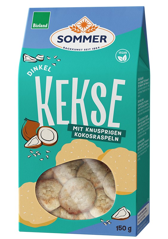 Mini fursecuri bio din grau spelta cu cocos, 150g Sommer