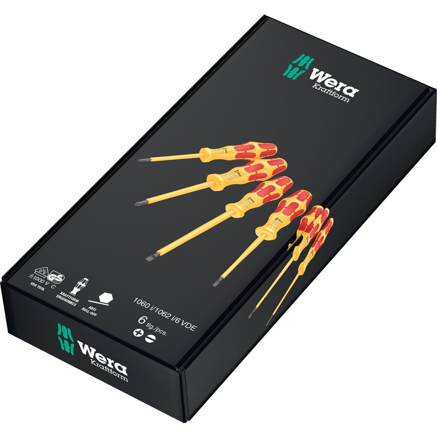1060 i/1062 i/6 screwdriver set Kraftform VDE (yellow/red, 6 pieces, Black Point tip)