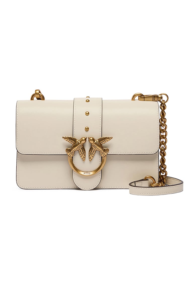 Geanta crossbody din piele cu bareta din lant - Bej