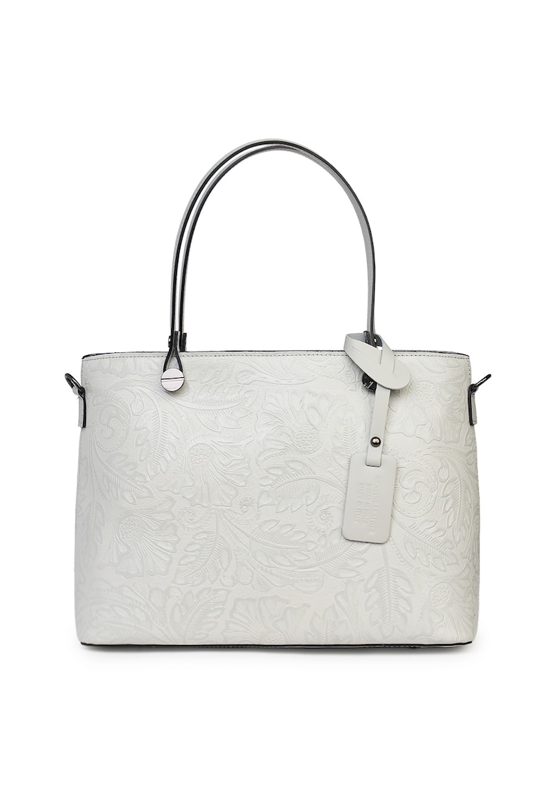 Geanta piele cu model floral Monica - Gri