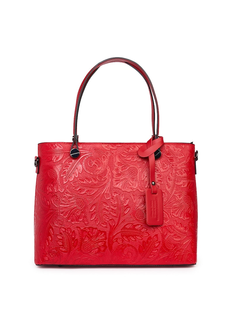 Geanta piele cu model floral Monica - Rosu