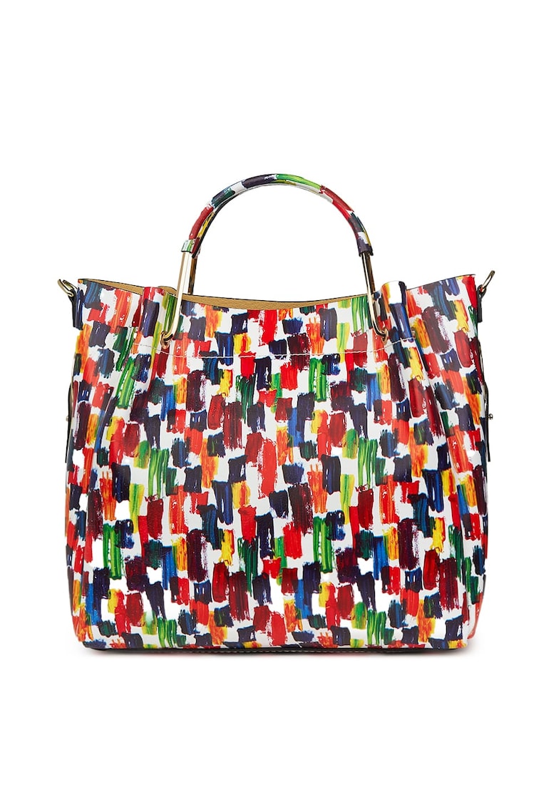 Geanta dama din piele naturala Fabiana cu model - Multicolor