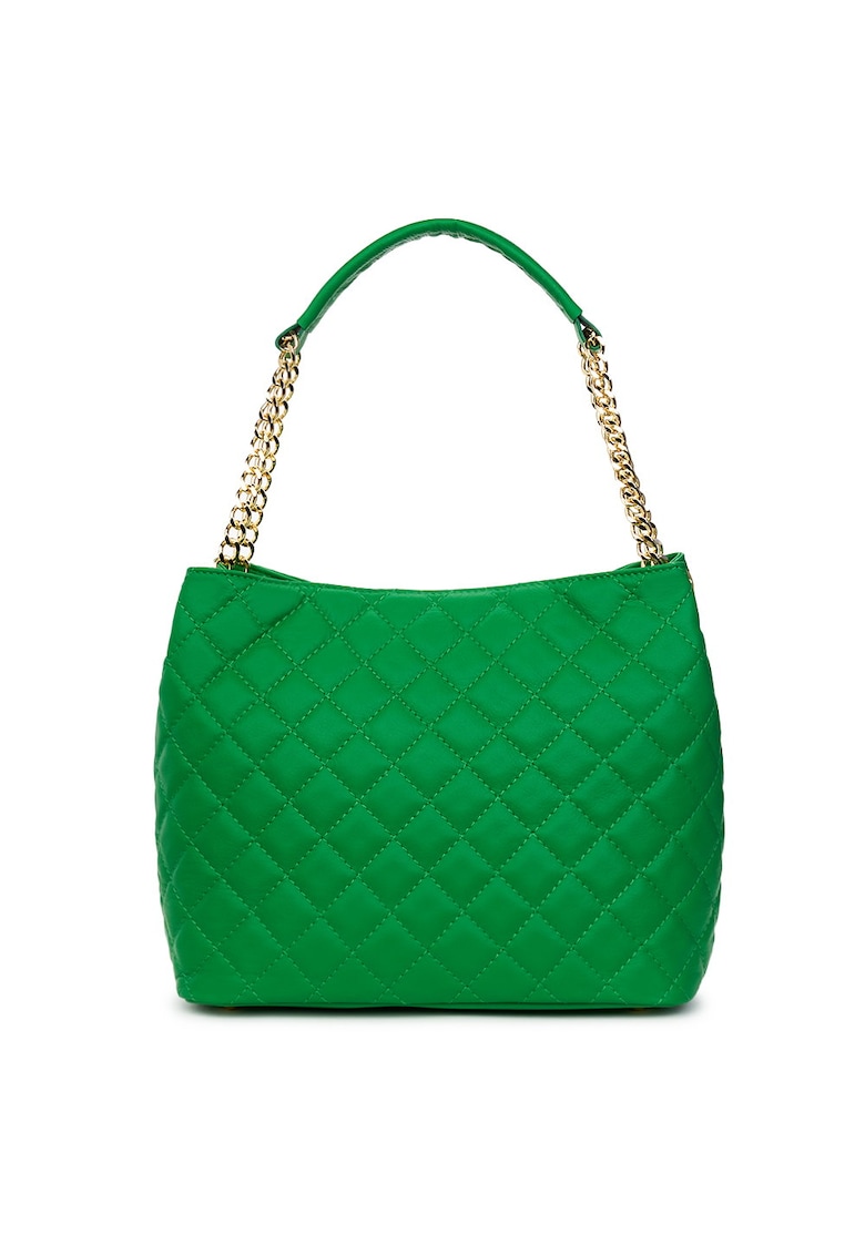 Geanta din piele matlasata Paloma fucsia - Verde