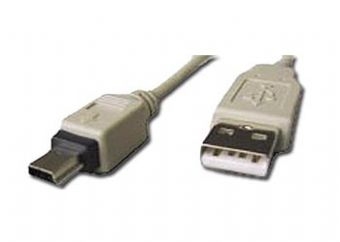 Cablu de date USB tata la mini USB 5PM tata, lungime cablu: 0.75m, bulk, Alb, GEMBIRD (CC-USB2-AM5P-3)