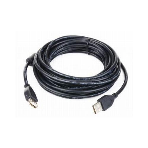 Cablu de date prelungitor USB2.0 A tata la USB A mama, miez ferita, lungime cablu: 3m, bulk, Negru, GEMBIRD (CCF-USB2-AMAF-10)