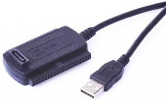 Cablu de date convertor USB-IDE-SATA, lungime cablu: 0.80m, cu incarcator de priza, retail, Negru, GEMBIRD (AUSI01)