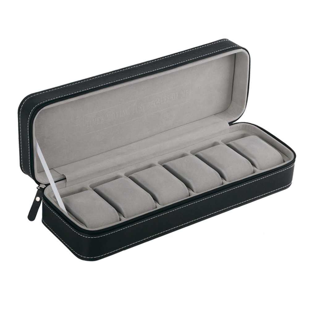 Caseta Transport Ceasuri Piele Ecologica Neagra 6 Spatii PU70
