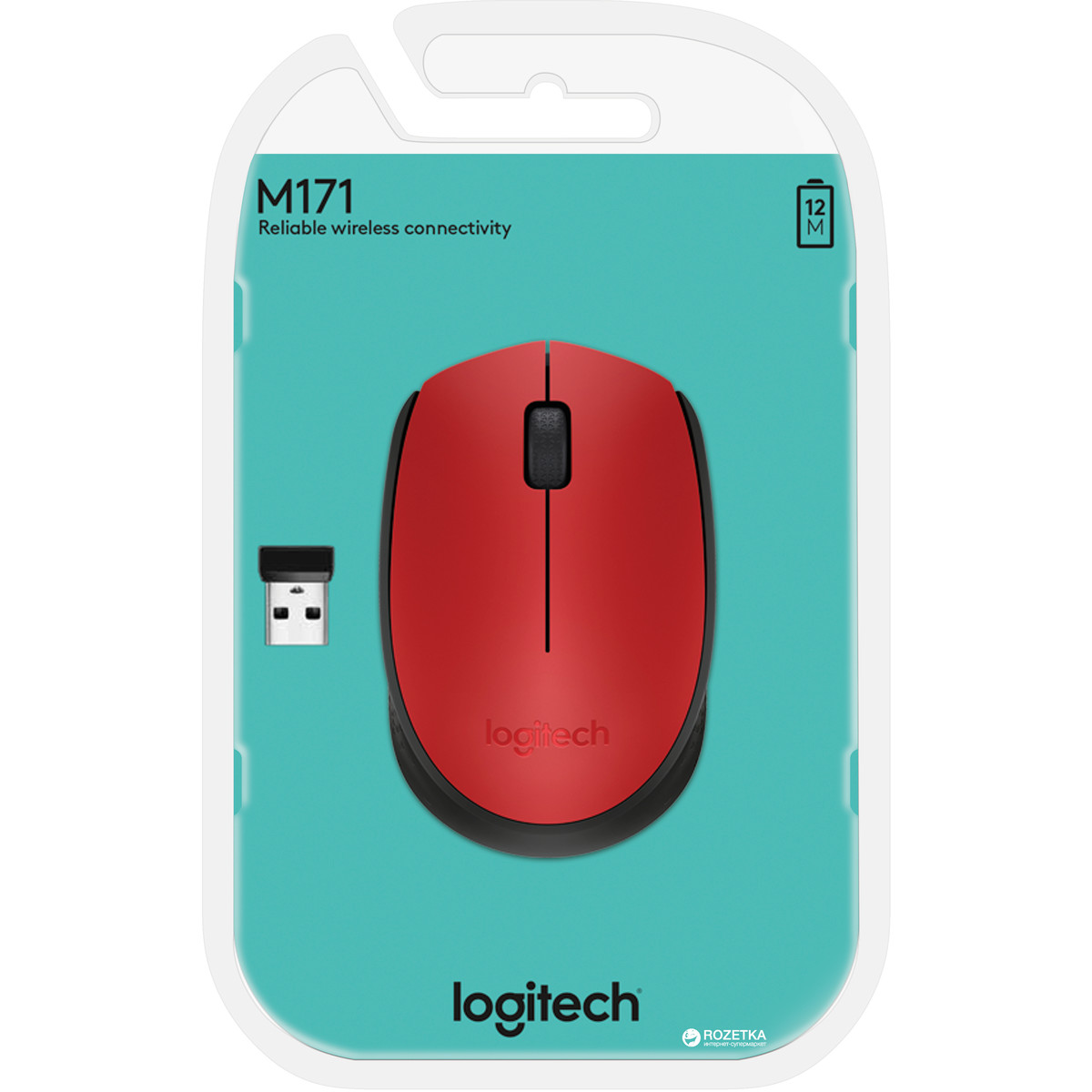 Mouse m171, optic, fara fir, USB, 1000dpi, rosu